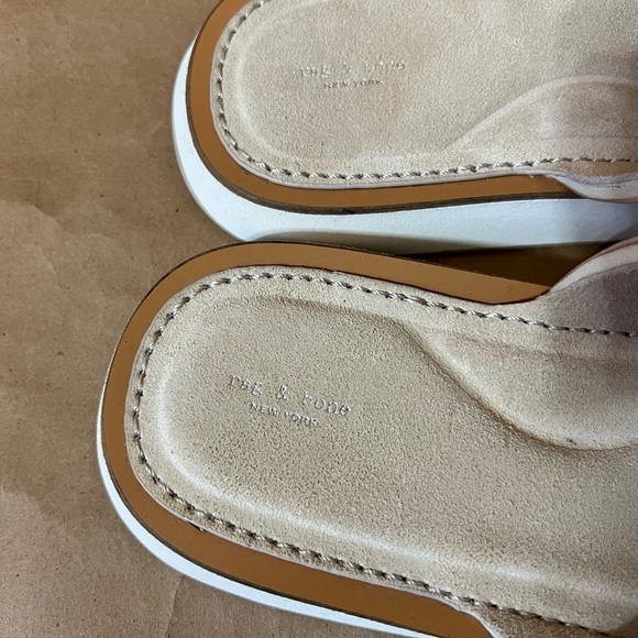 Rag & Bone | Parker Slide Sandals Sheep Nappa Leather Two Strap Stone Size 9.5 - Picture 10 of 16